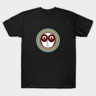 crazy retro trance  big eyes alien face T-Shirt